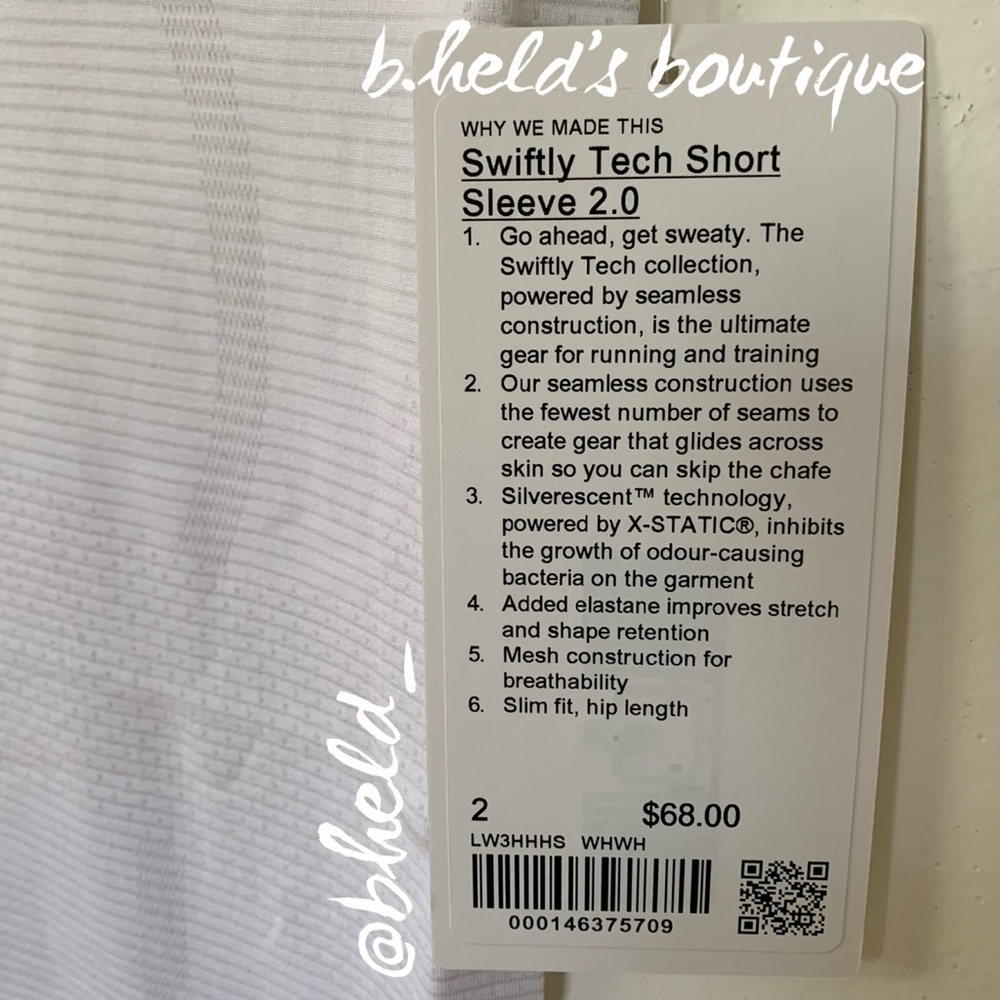 lululemon Swiftly Tech Short Sleeve Shirt 2.0 in White/White Size 2 New NWT - Picture 3 of 12